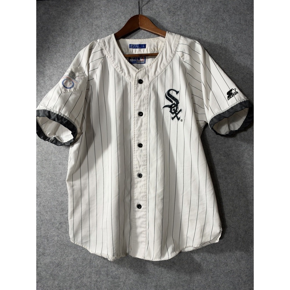 Vintage 90s Starter Chicago White Sox MLB Pinstripe Jersey Large Big Logo Macau